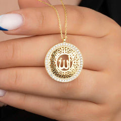 Silver Gold Allah Written Women's Necklace