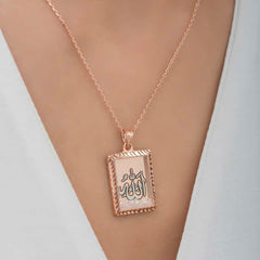 Silver Rose Allah Written Women's Necklace