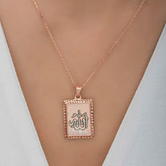 Silver Rose Allah Written Women's Necklace