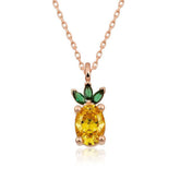 Silver Rose Pineapple Figure Fruit Necklace