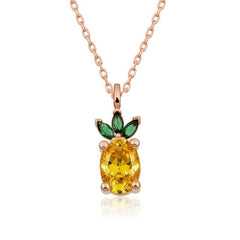 Collier en argent avec motif ananas et rose