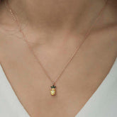 Silver Rose Pineapple Figure Fruit Necklace