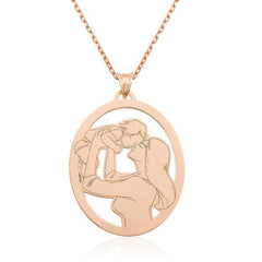 Silver Rose Mother Baby Necklace