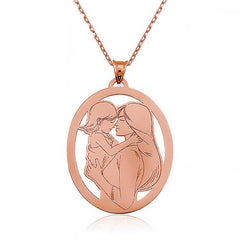 Silver Rose Mother Daughter Necklace