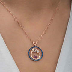 Silver Rose Mother and Baby Love Women's Necklace