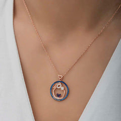 Silver Rose Mother and Baby Love Women's Necklace