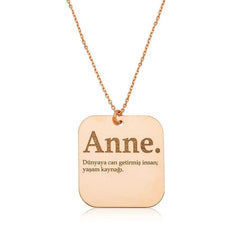 Silver Rose Anne Written Plate Women's Necklace