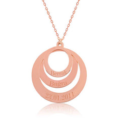 Silver Rose Love Circle Named Women's Necklace