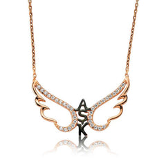 Silver Rose Love Written Angel Wing Women's Necklace