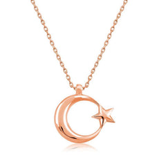 Silver Rose Moon Star Women's Necklace