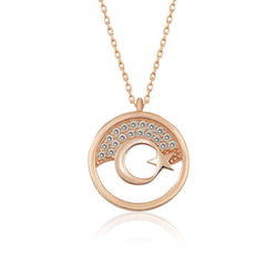 Silver Rose Moon Star Women's Necklace