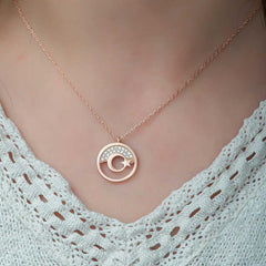 Silver Rose Moon Star Women's Necklace