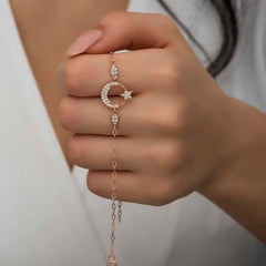 Bracelet femme argent rose lune étoile