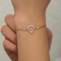 Bracelet femme argent rose lune étoile