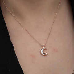 Silver Rose Moon Star Women's Necklace