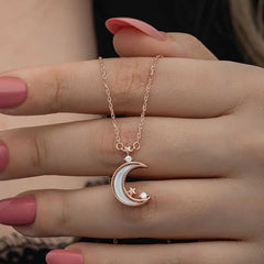 Silver Rose Moon Star Women's Necklace