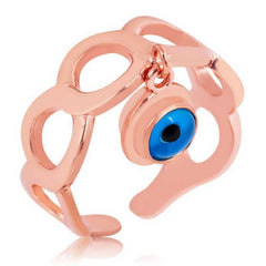 Silver Rose Adjustable Evil Eye Women's Ring