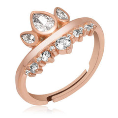 Silver Rose Adjustable Queen Crown Women's Ring