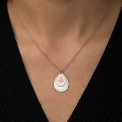 Silver Rose Ayetel Kursi, Evil Eye Verse and Allah Written Women's Necklace