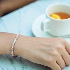 Silver Rose Baguette Stone Waterway Elevator Bracelet