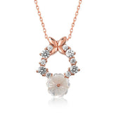 Silver Rose Spring Flower Necklace