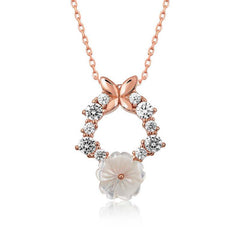Silver Rose Spring Flower Necklace
