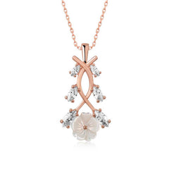 Silver Rose Spring Flower Necklace