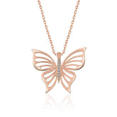 Silver Rose Spring Butterfly Women's Necklace