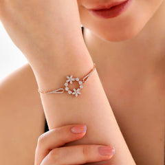 Silver Rose White Flower Women's Bracelet