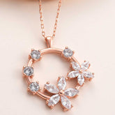 Silver Rose White Flower Women's Necklace