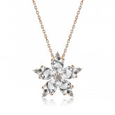 Silver Rose White Camellia Flower Necklace