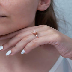 Silver Rose White Lotus Flower Ring