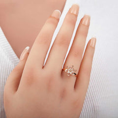 Silver Rose White Stone Lotus Flower Women's Ring