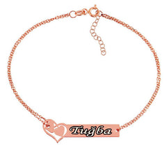 Silver Rose Connecting Hearts Named Women's Bracelet