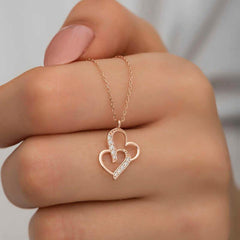 Silver Rose United Hearts Necklace for Women