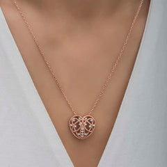 Silver Rose Domed Heart Women's Necklace