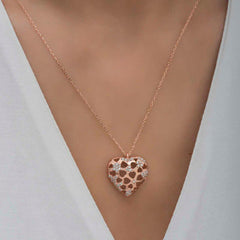 Silver Rose Domed Heart Women's Necklace