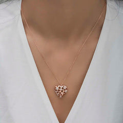 Silver Rose Domed Heart Women's Necklace