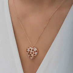 Silver Rose Domed Heart Women's Necklace