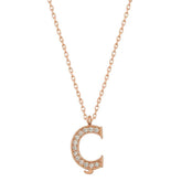 Silver Rose Letter C Women's Necklace