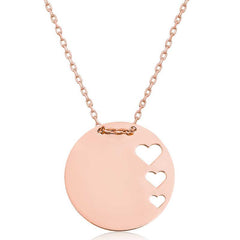 Silver Rose Circle Heart Women's Necklace