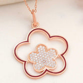 Collier pour femme en argent à motif de rose