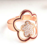 Silver Rose Flower Patterned Women's Ring