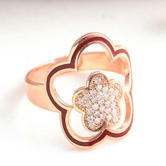 Silver Rose Flower Patterned Women's Ring