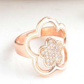 Silver Rose Flower Patterned Women's Ring