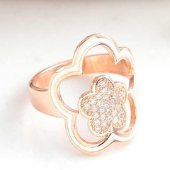 Silver Rose Flower Patterned Women's Ring