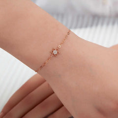 Bracelet femme fleur rose en argent