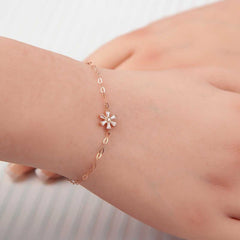 Bracelet femme fleur rose en argent