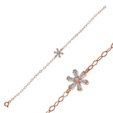 Bracelet femme fleur rose en argent