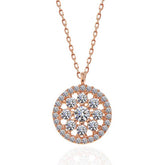 Collier pour femme en argent avec fleur de rose